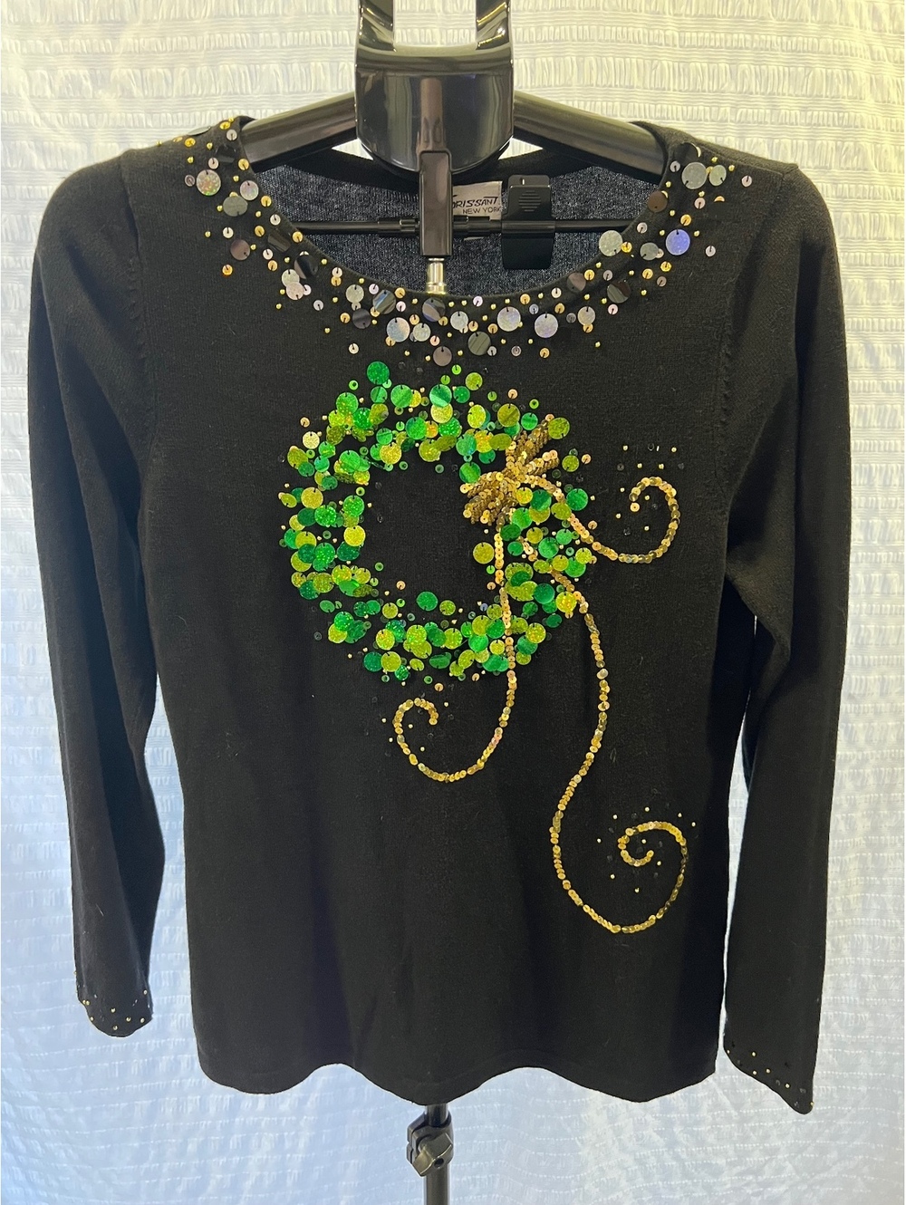 Vintage Florissant New York Sequin Christmas Sweater Size M